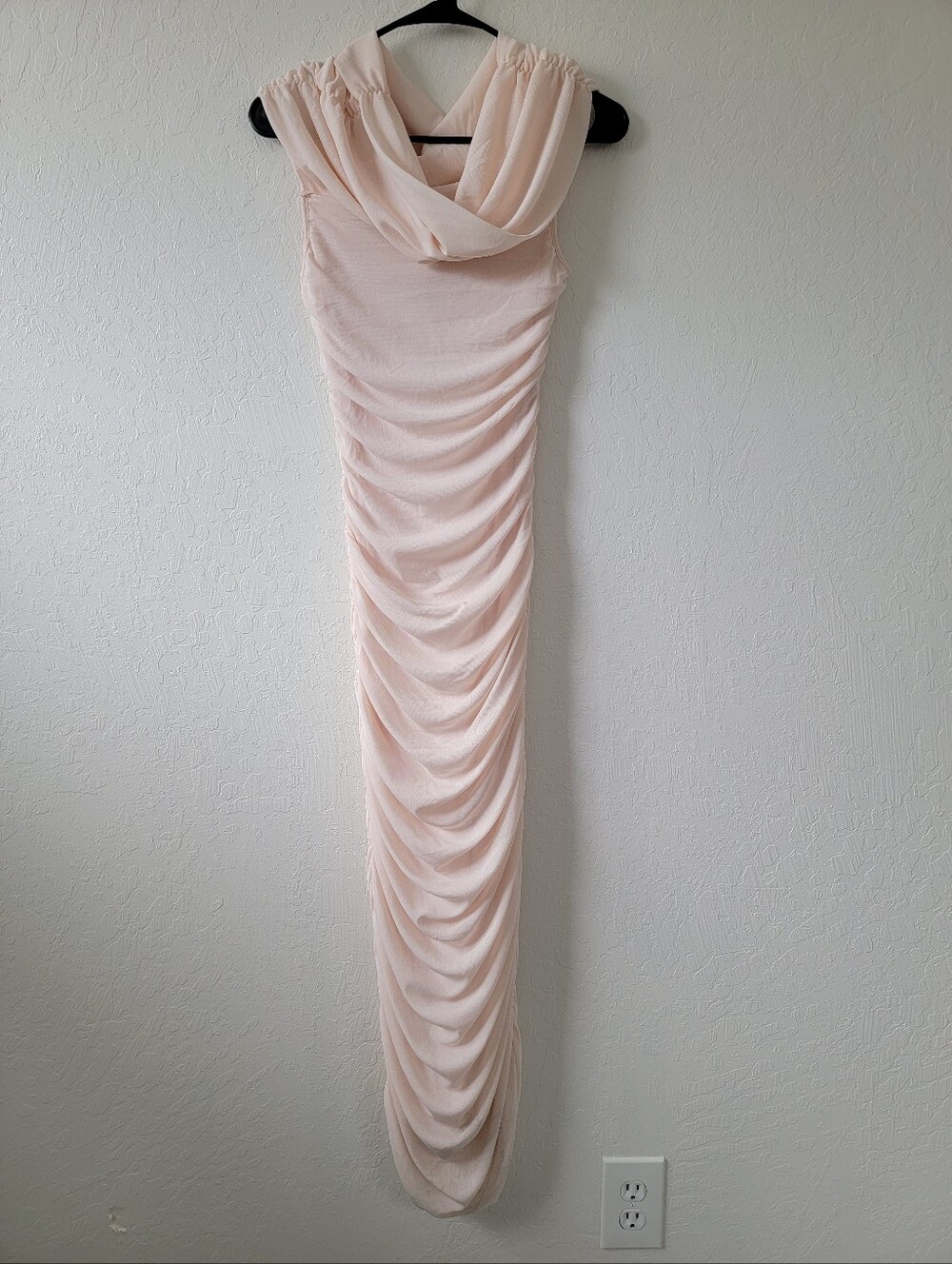 Bumpsuit Sleevless Mesh Ice Pink Midi Dress Stretch Maternity Medium